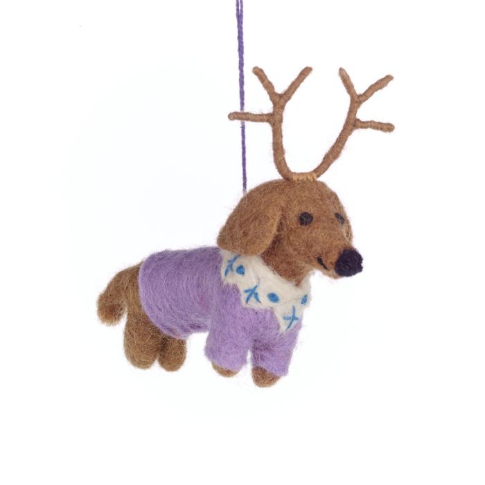 Handmade Felt Dachshund Dog Christmas Decoration