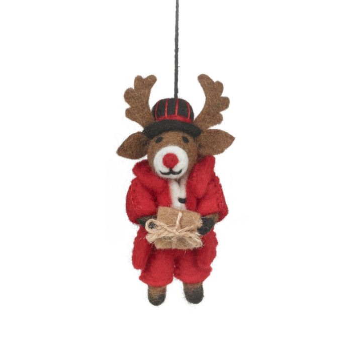 Handmade Felt Dasher the Christmas Reindeer Hanging Decoration