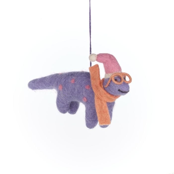 Handmade Felt Dinosaur with Scarf Decoration