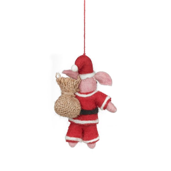 Handmade Felt Ho Ho Hog Christmas Pig Hanging Decoration