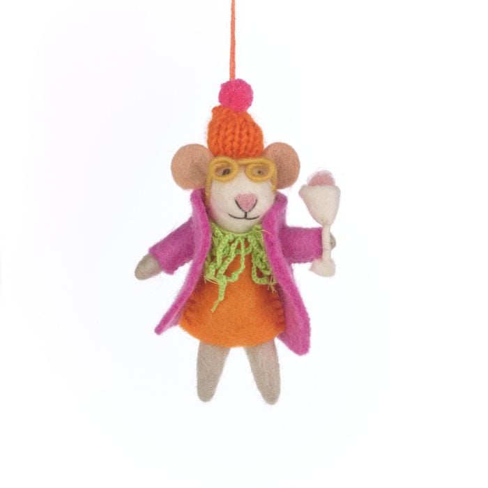 Handmade Felt Merry Mouse Hanging Christmas Decoration