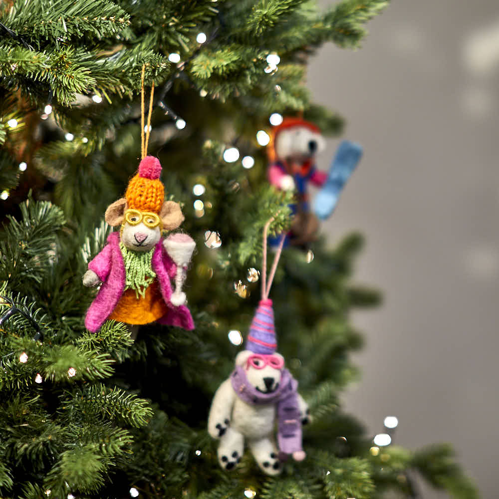 Handmade Felt Merry Mouse Hanging Christmas Decoration