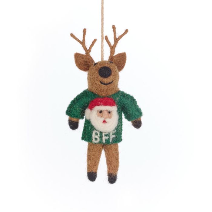 Handmade Felt Reindeer Hanging Christmas Decoration