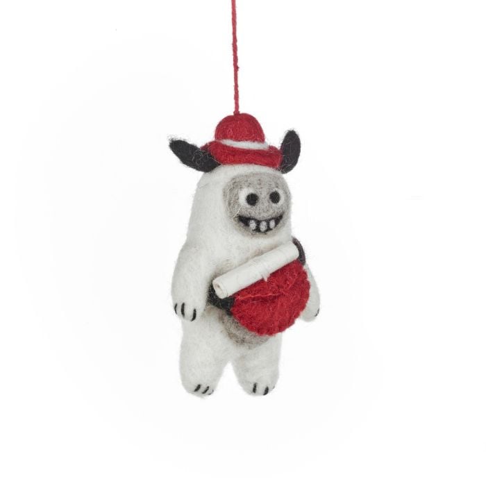 Handmade Felt Santa Yeti Hanging Decoration
