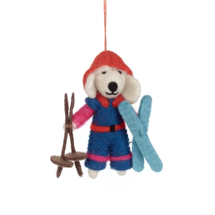 Handmade Felt Skiing Poodle Christmas Decoration