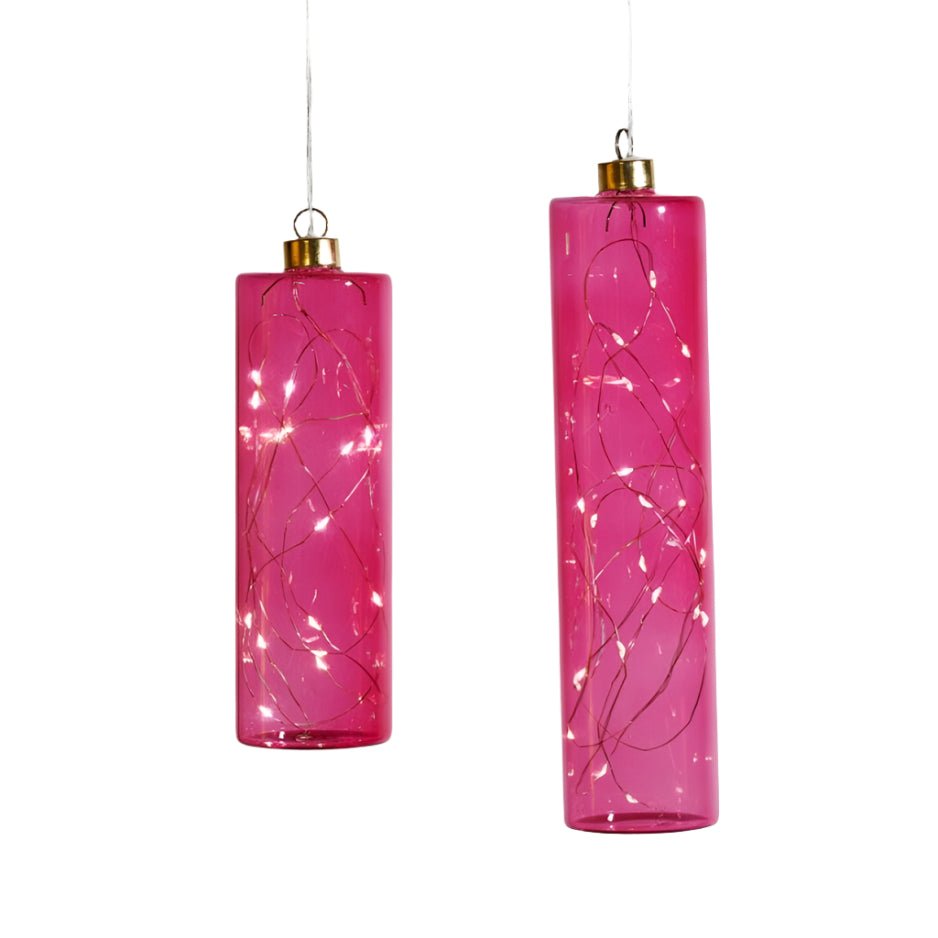 Hanging LED Glass Cylinders Camellia