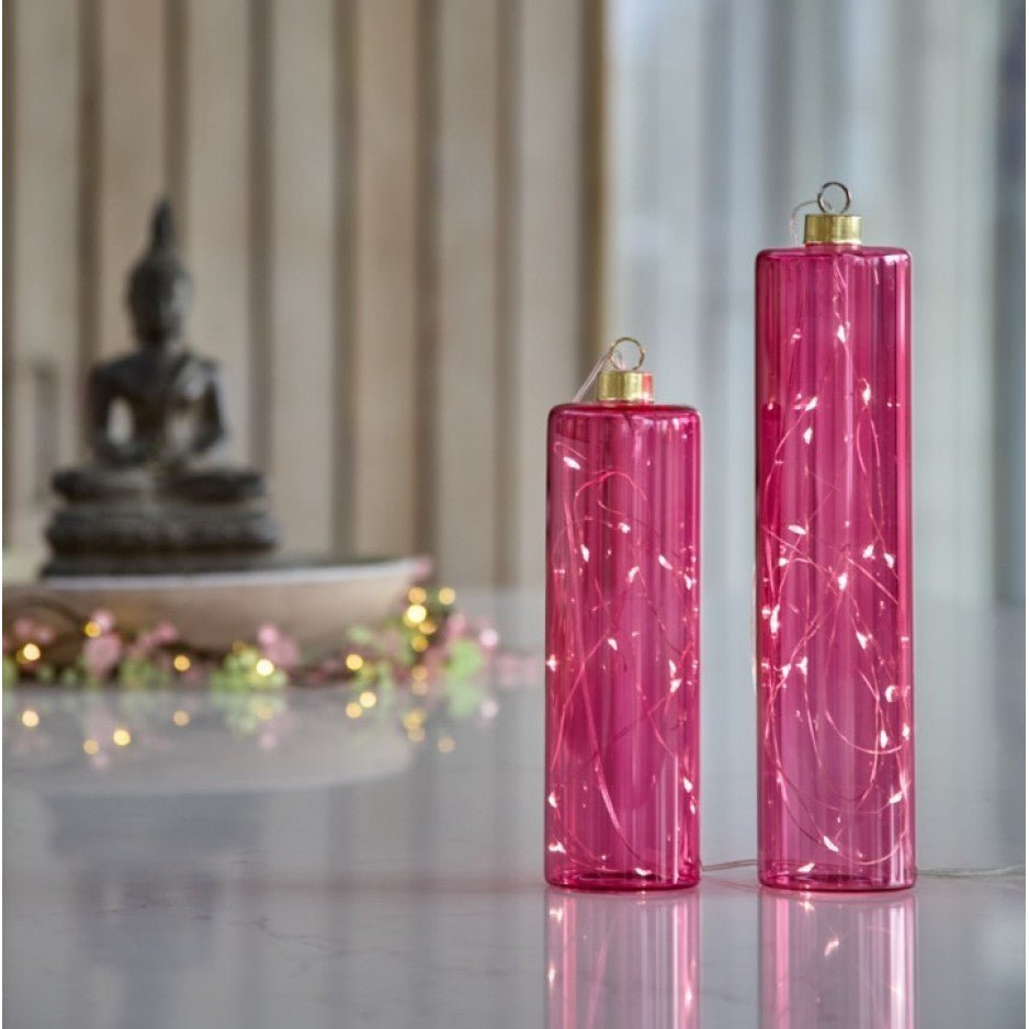 Hanging LED Glass Cylinders Amber,Amarillo,Aqua,Lavender,Lime Green,Camellia