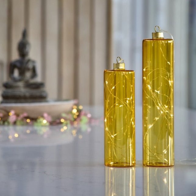 Hanging LED Glass Cylinders Amber,Amarillo,Aqua,Lavender,Lime Green,Camellia