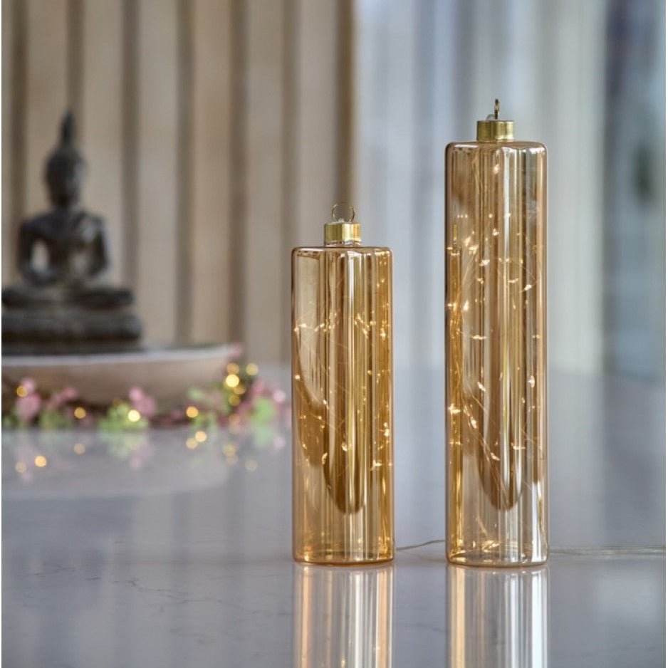 Hanging LED Glass Cylinders Amber,Amarillo,Aqua,Lavender,Lime Green,Camellia