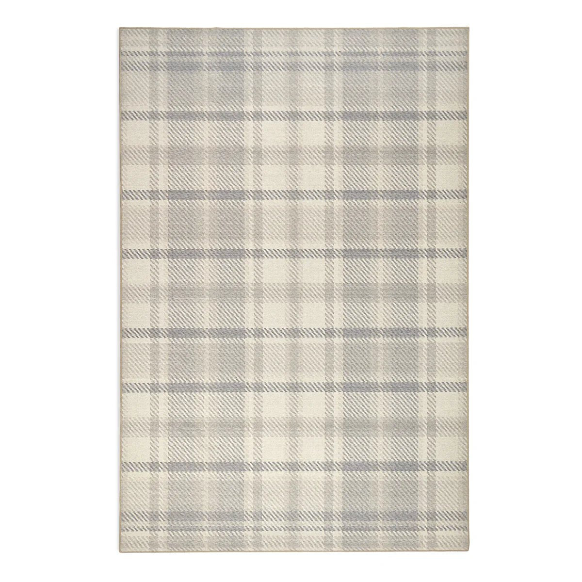 Hug Rug Eco-Washable Isla Plaid Neutral Rug 75 x 220cm,185 x 275cm,160 x 230cm,120 x 185cm