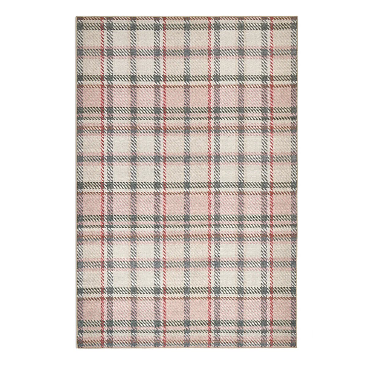 Hug Rug Eco-Washable Isla Plaid Pink Rug 75 x 220cm,185 x 275cm,160 x 230cm,120 x 185cm