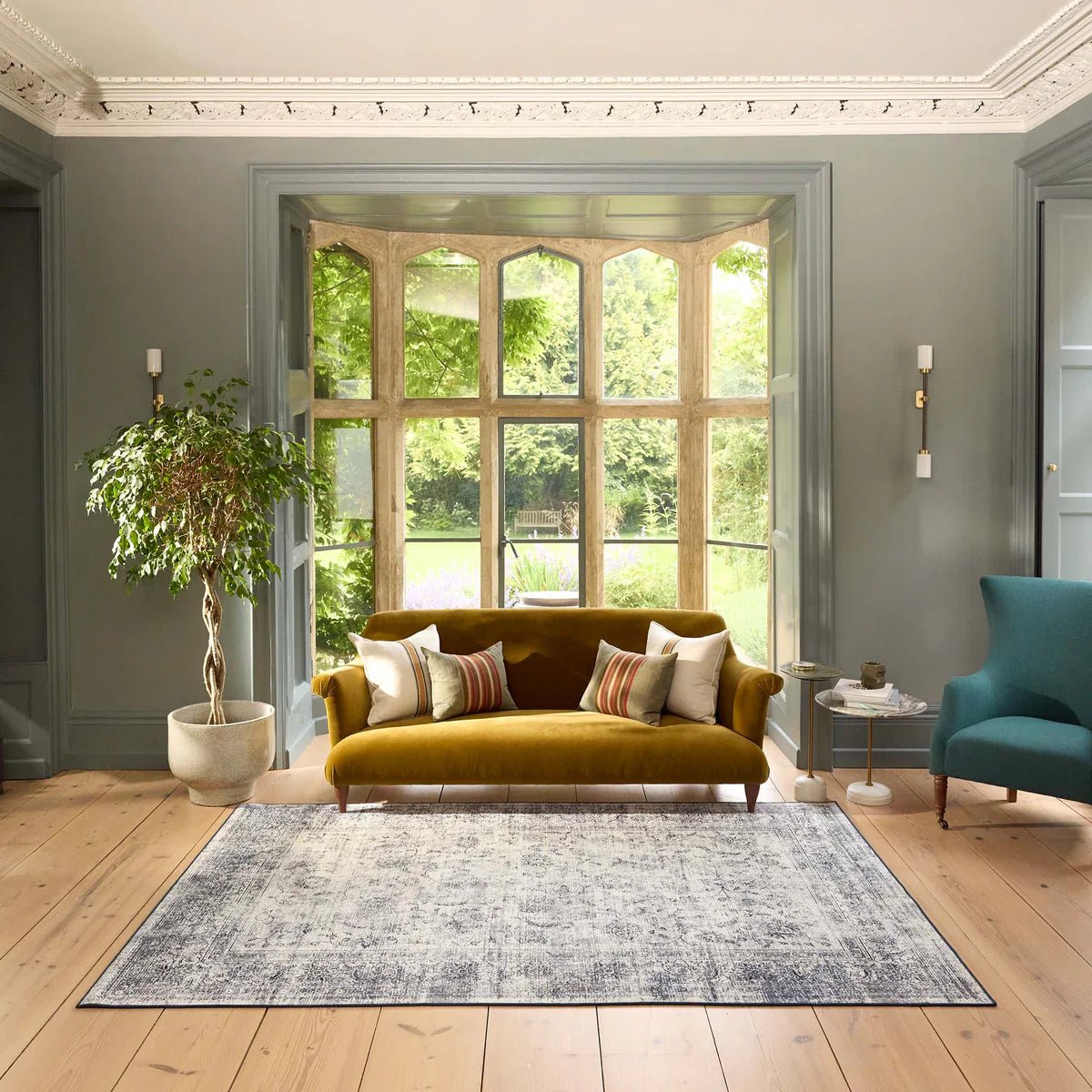 Hug Rug Eco-Washable Vintage Imperial Grey Rug 120 x 185cm,160 x 230cm,185 x 275cm,75 x 220cm