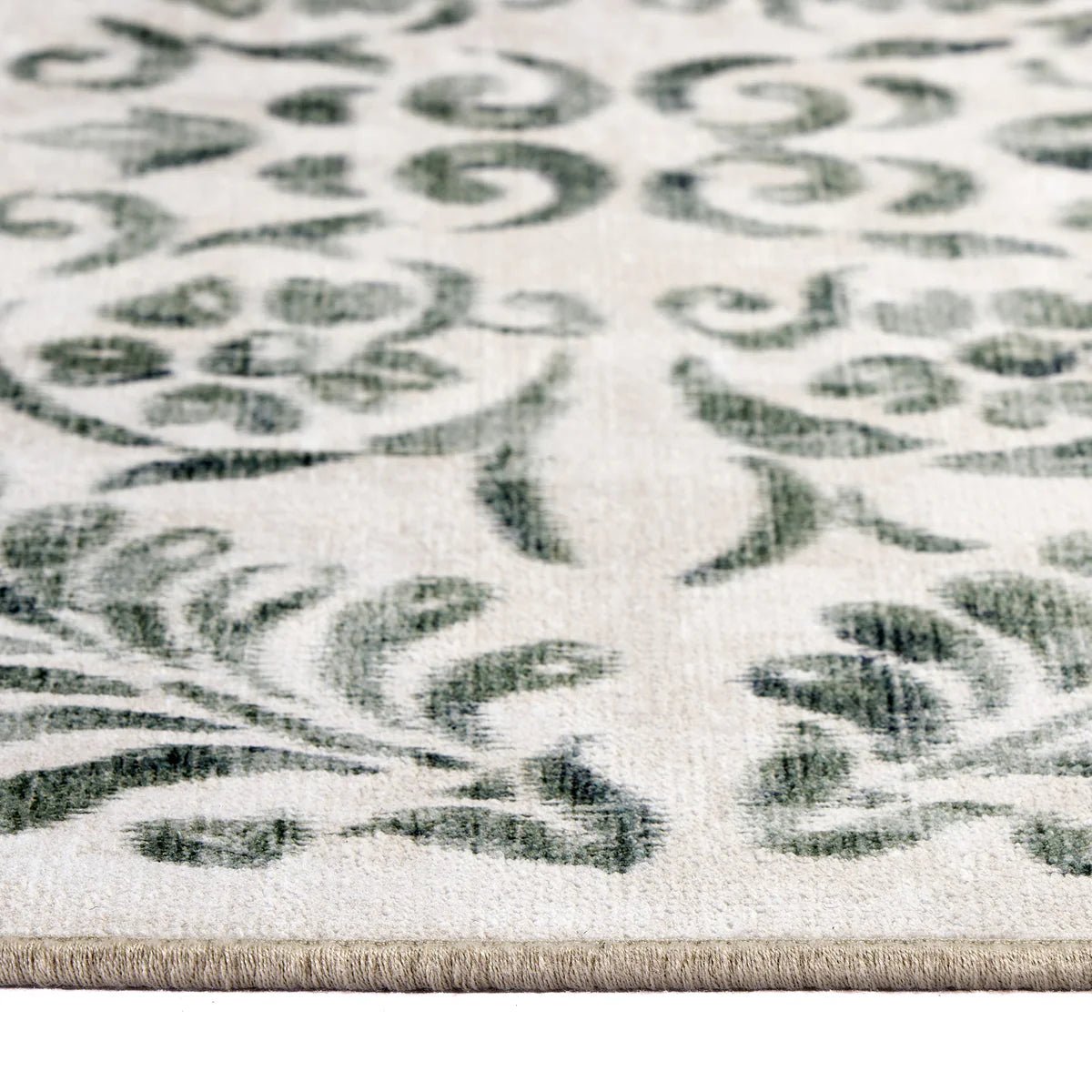 Hug Rug Eco-Washable Vintage Scroll Green Rug 75 x 220cm,185 x 275cm,160 x 230cm,120 x 185cm