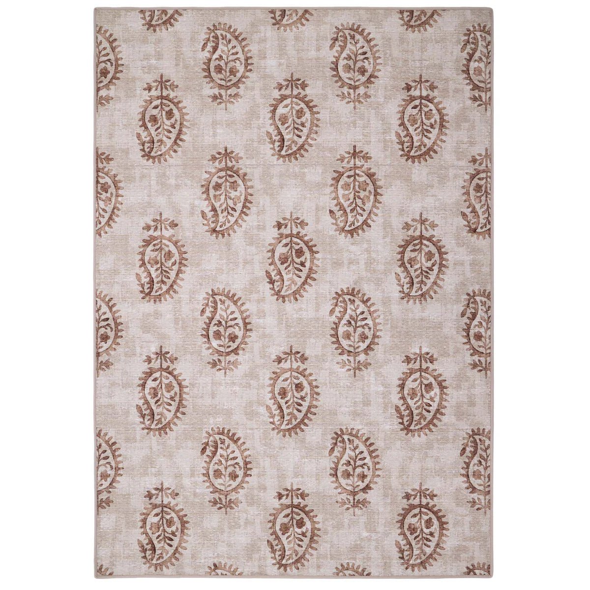 Hug Rug Eco - Washable Woodblock Paisley Rust - Angela Reed -