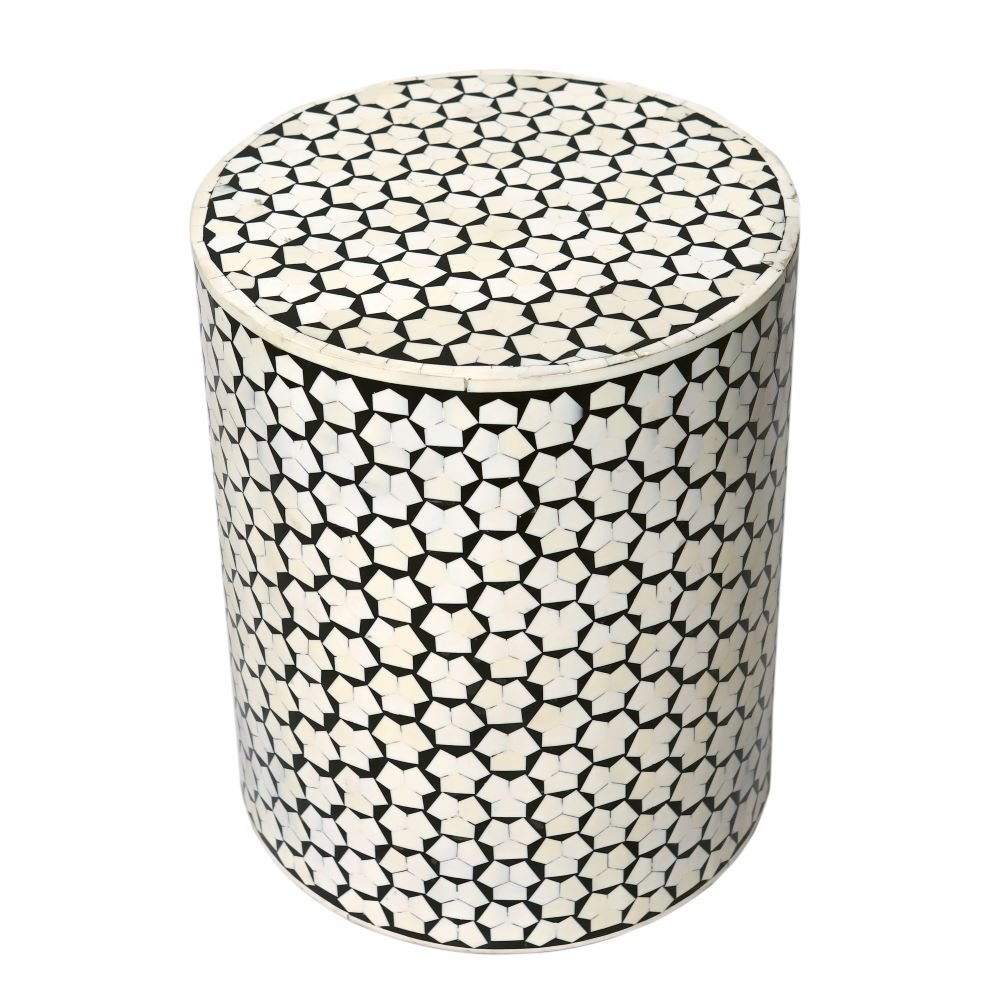 Inlay Drum Side Table