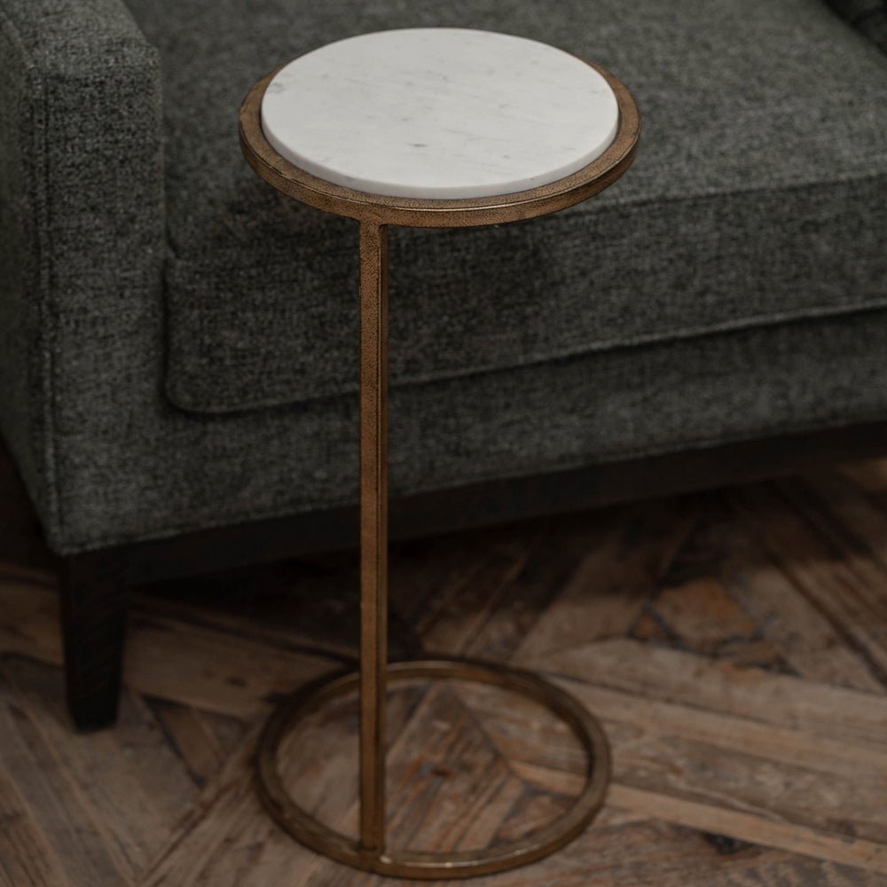 Iota Accent Table, White Banswara Marble