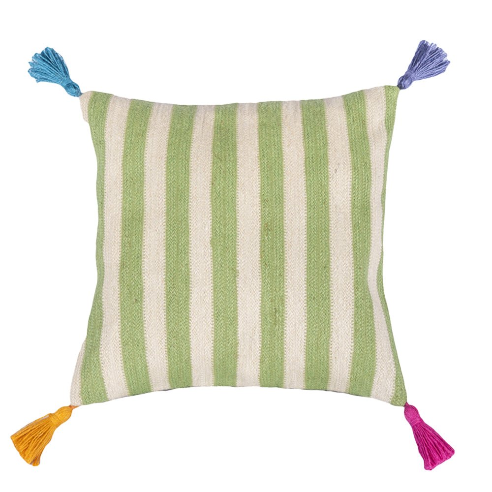 Jade Green Stripe Cushion Square