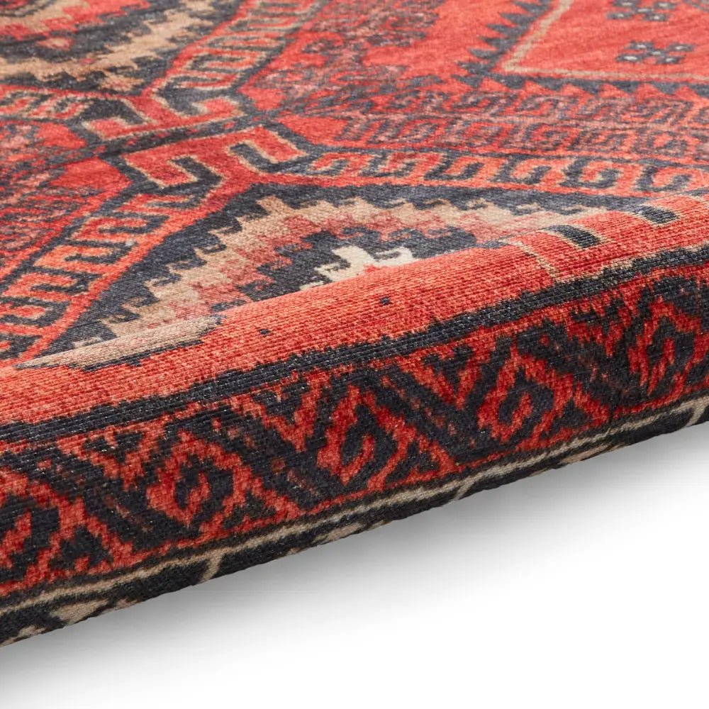 Kashmar Washable Rug, Red 60 x 230cm runner,127 x 170cm,152 x 230cm,190 x 290cm