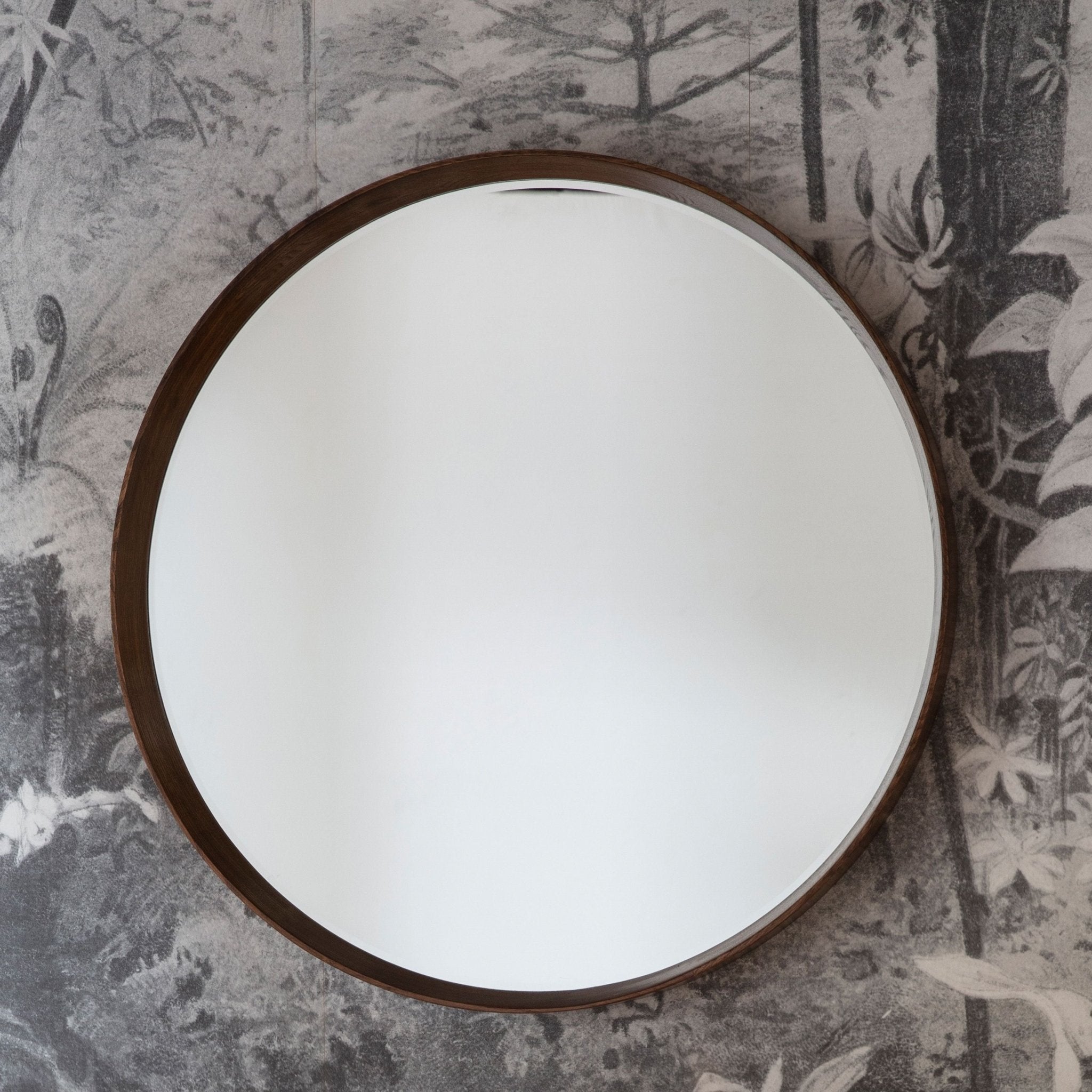 Keaton Large Round Mirror, Walnut