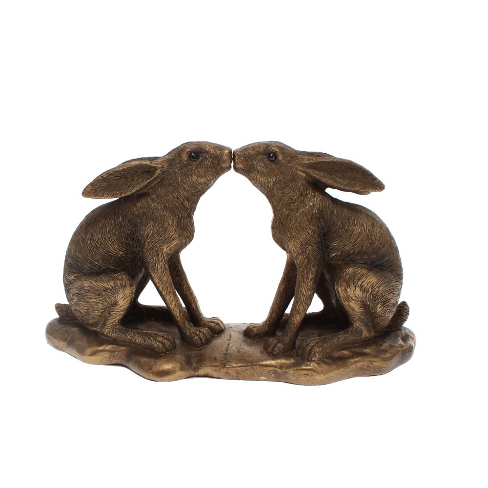 Kissing Bronze Hares