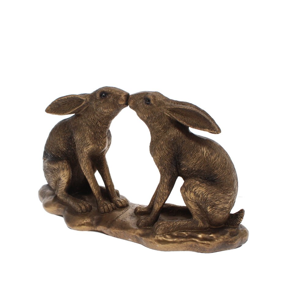 Kissing Bronze Hares