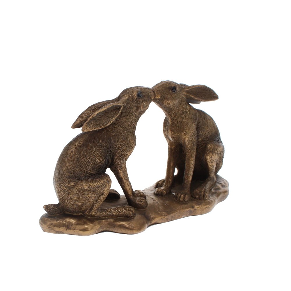 Kissing Bronze Hares