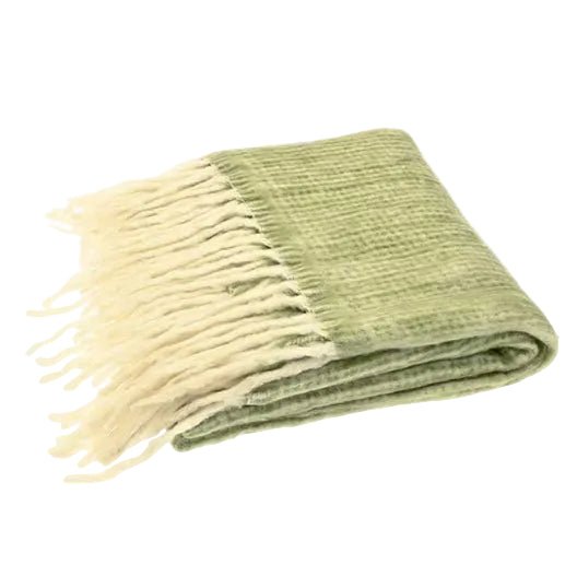 Lambs Tail Mini Check Throw, Pale Olive