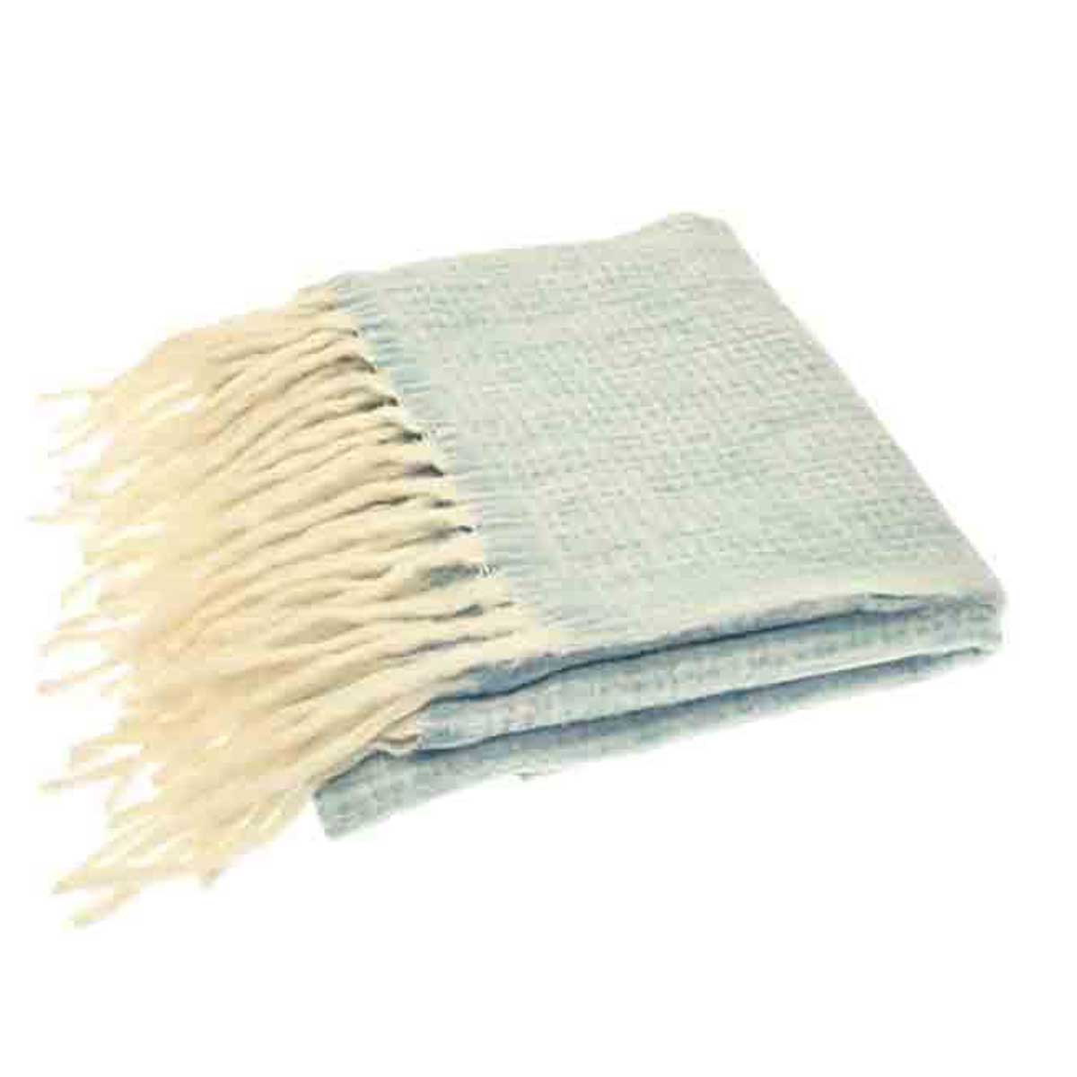 Lambs Tail Mini Check Throw, Sky