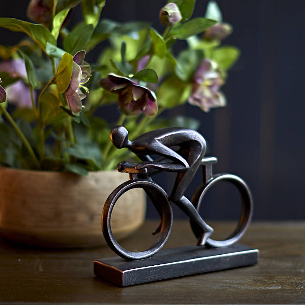 Large Bronze Colour Cyclist