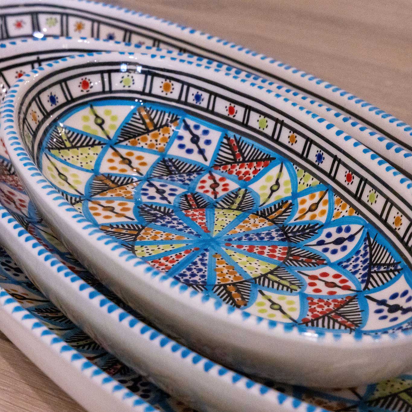 Large Hand Made Oval Dish, Rainbow
