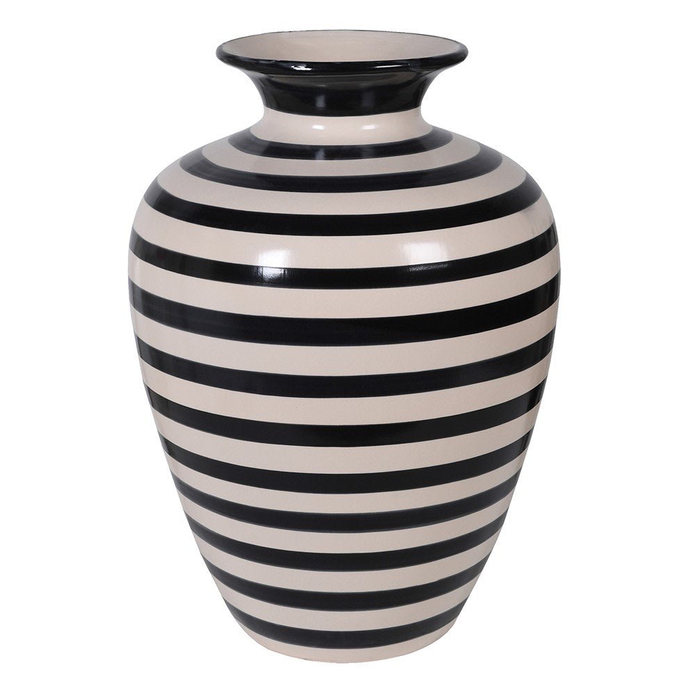 Large Monochrome Stripe Ceramic Vase