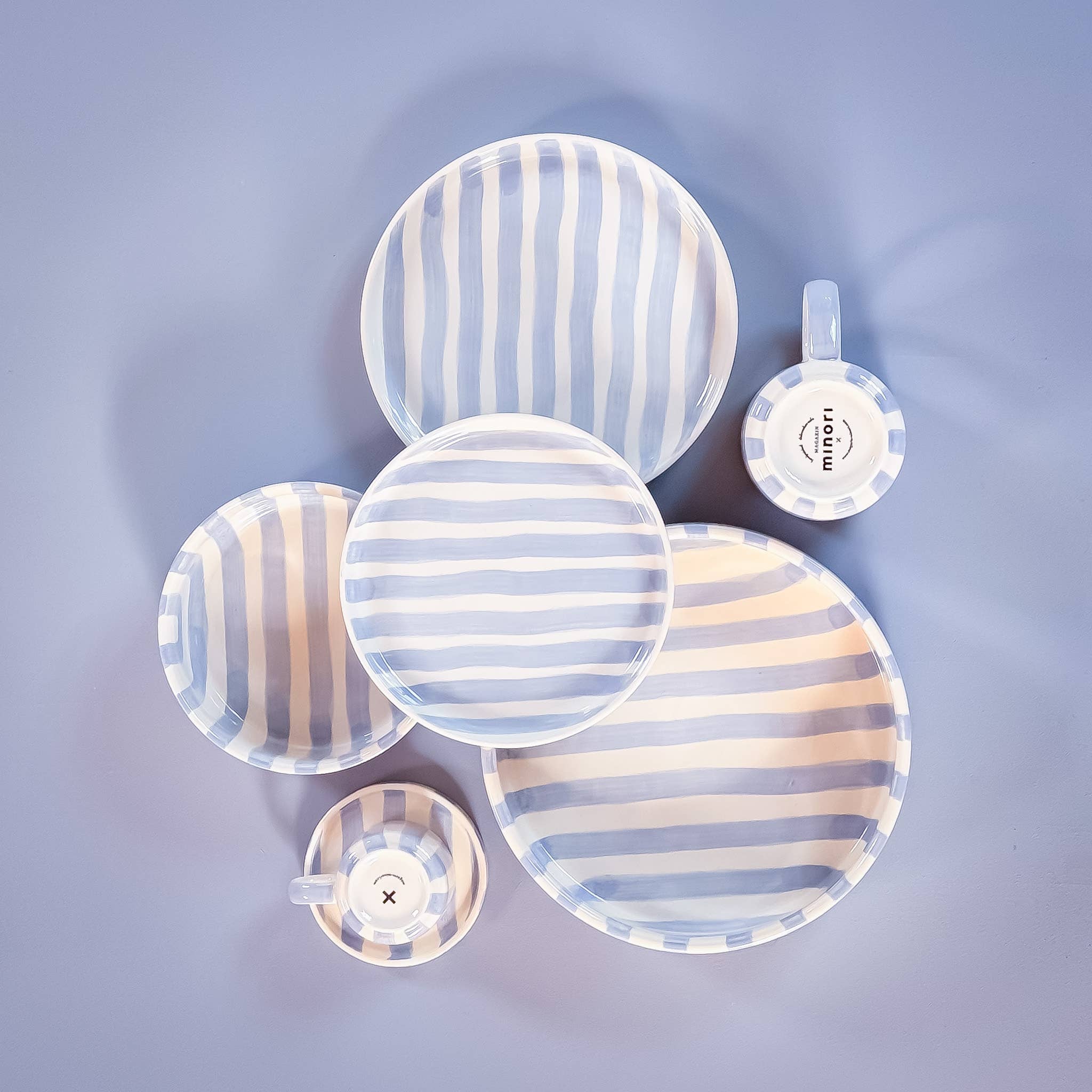 Large Striped Bowl - Morning Azzurro Blue