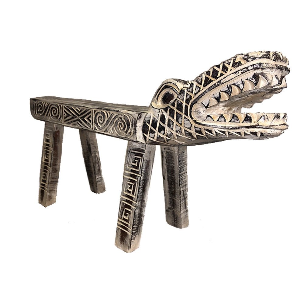 Large White Crocodile Bench
