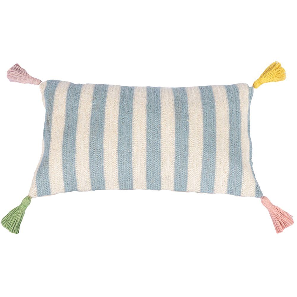 Light Blue Stripe Cushion Rectangle