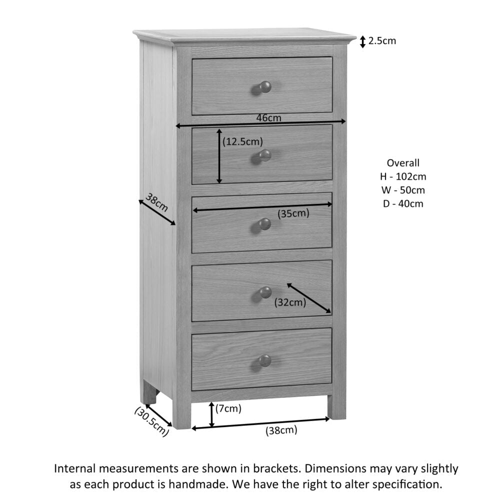 Malmo 5 Drawer Tall Chest - Angela Reed -