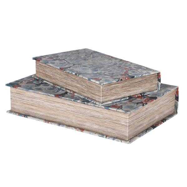 Marbled Patterned Book Boxes, set of 2