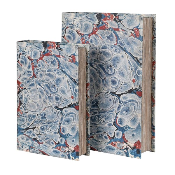 Marbled Patterned Book Boxes, set of 2