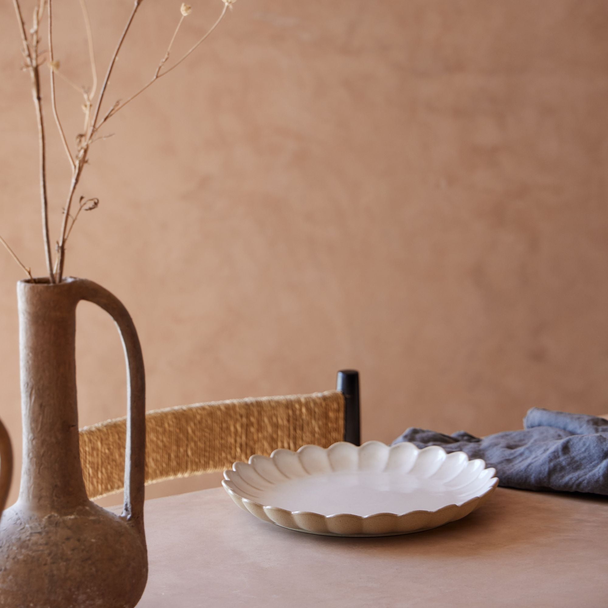 Marrakesh Dinner Plate Eucalyptus,Blanc