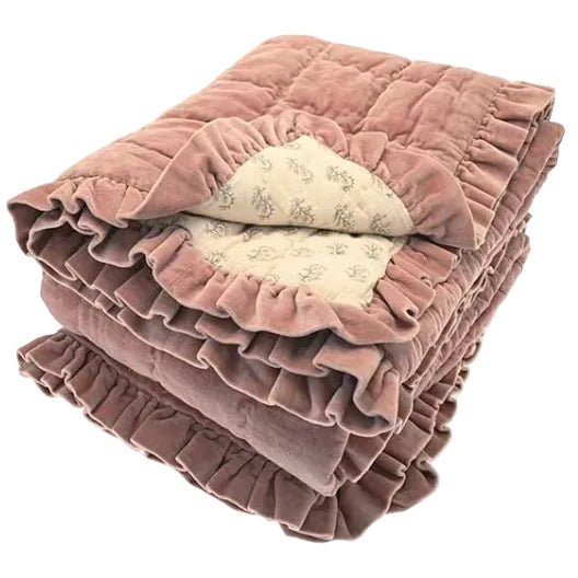 Matilda Velvet Ruffle Bedspread, Rosewood - Angela Reed -