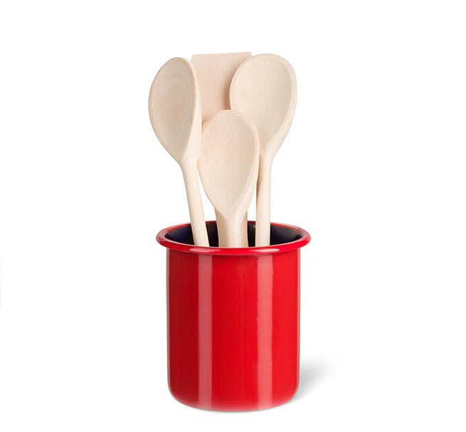 Medium Enamel Utensil Holder in Chilli Red & Midnight Blue