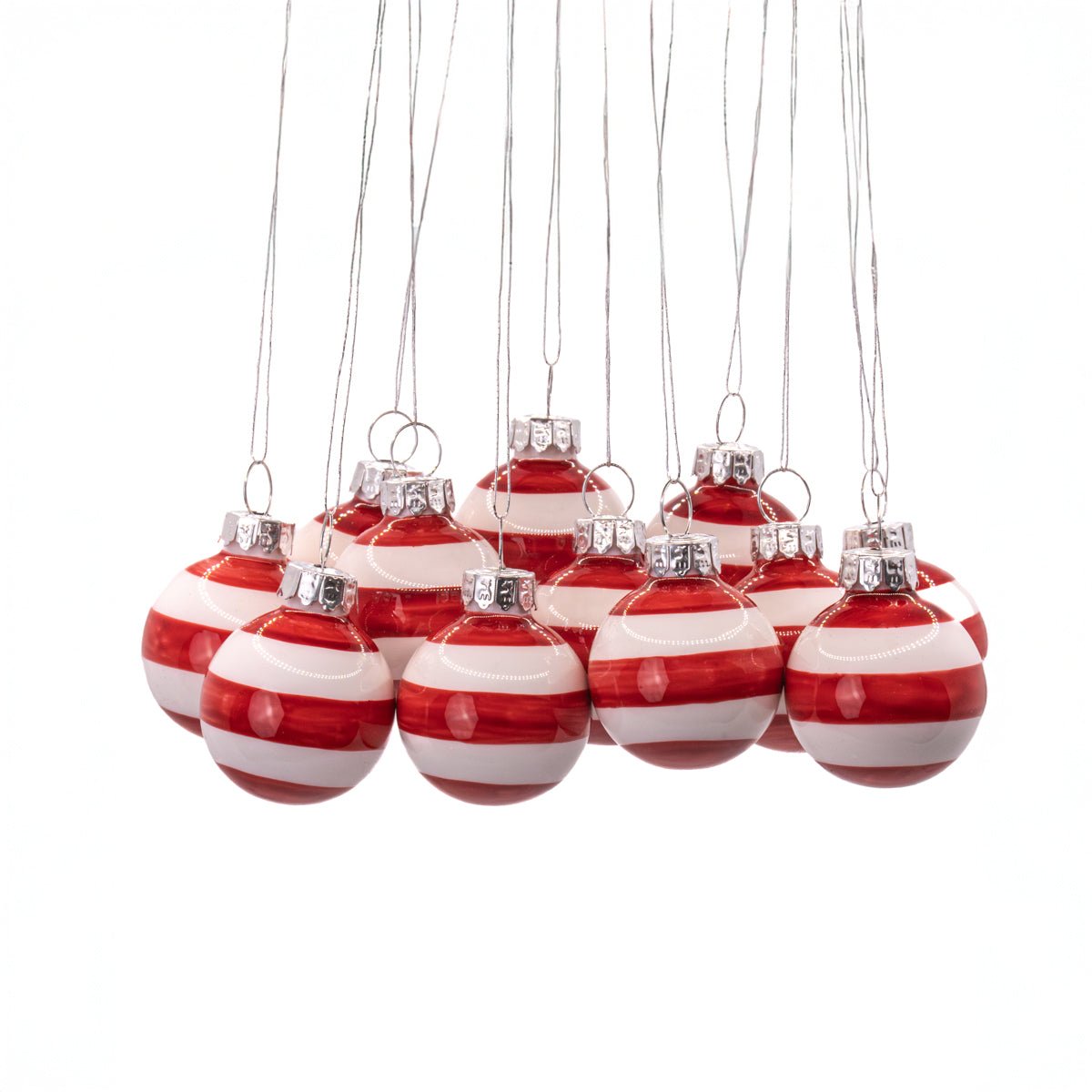 Mini Bauble Red & White Stripe, Set of 12
