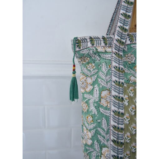 Mint & Mustard Small Block Print Quilted Tote Bag - Angela Reed -