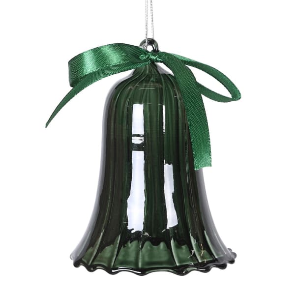 Moss Ribbon Glass Bell
