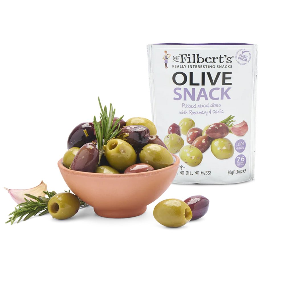 Mr Filberts Rosemary & Garlic Mixed Olives 50g