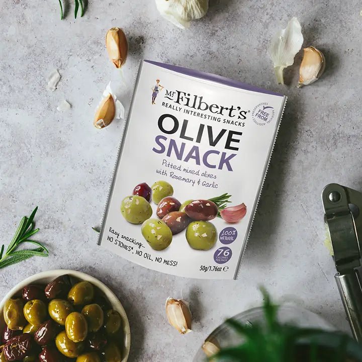 Mr Filberts Rosemary & Garlic Mixed Olives 50g