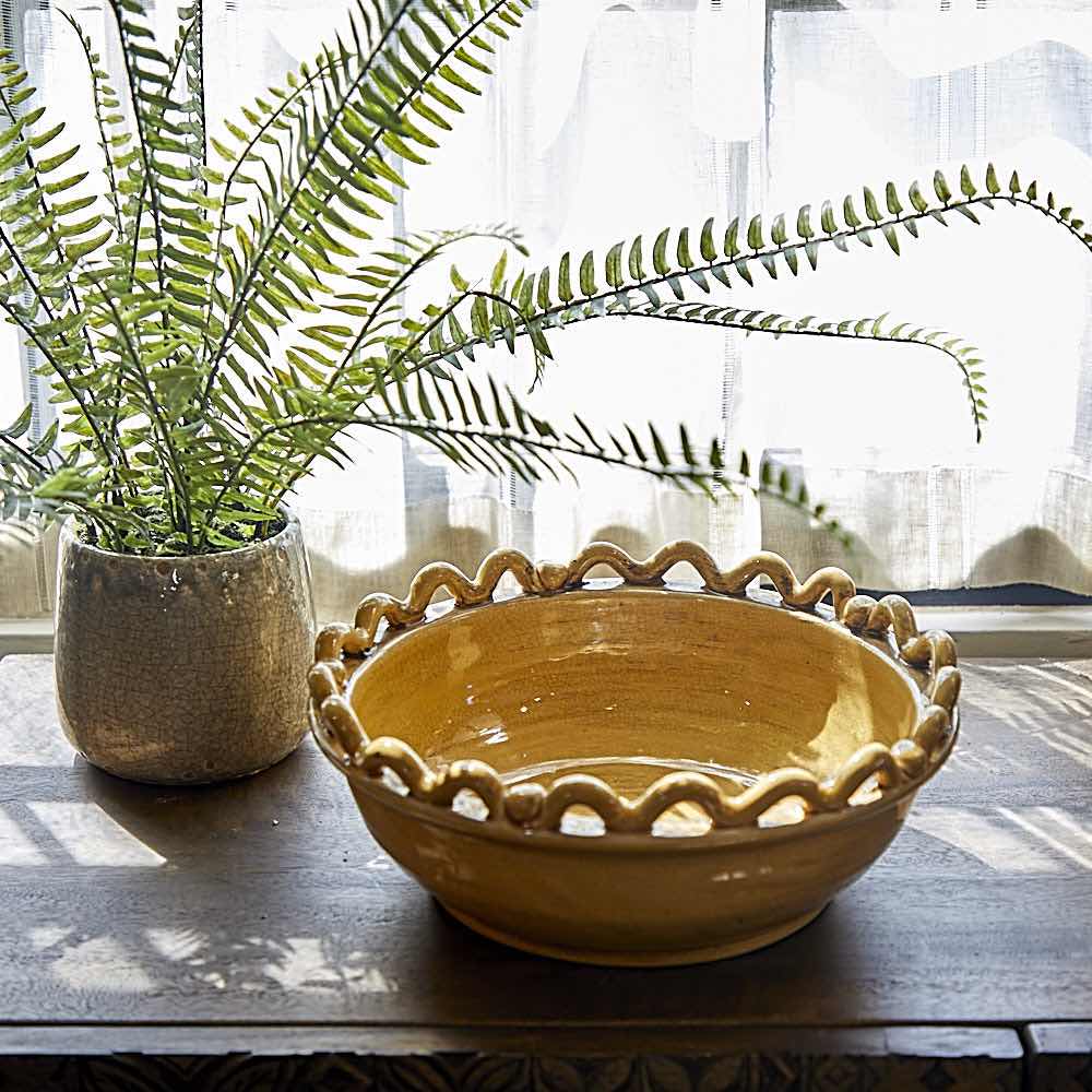 Mustard Wavy Edge Ceramic Bowl