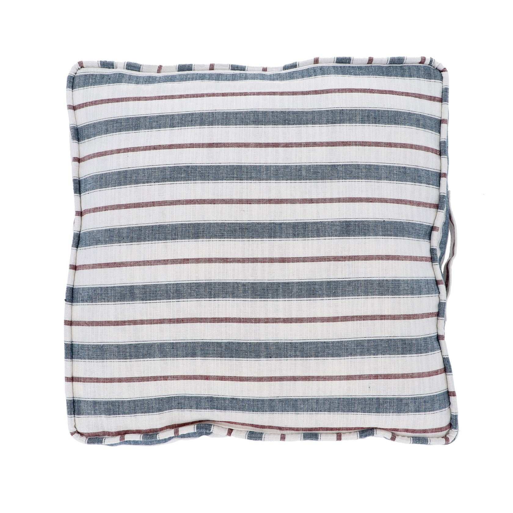Navy and Red Striped Box Cushion