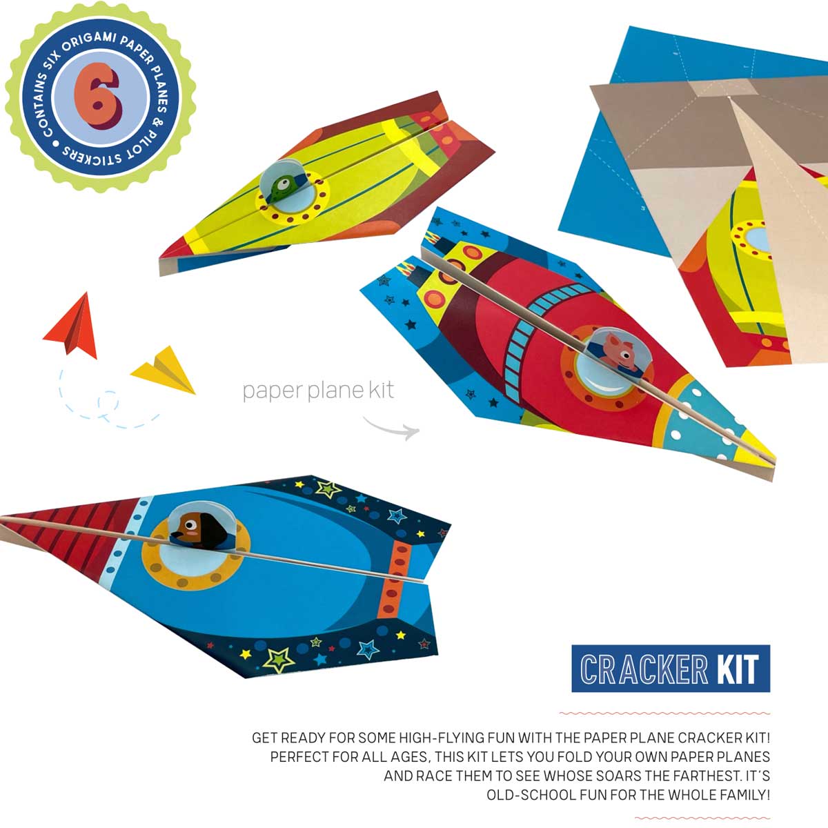 Novelty Paper Plane Crackers, Set of 6