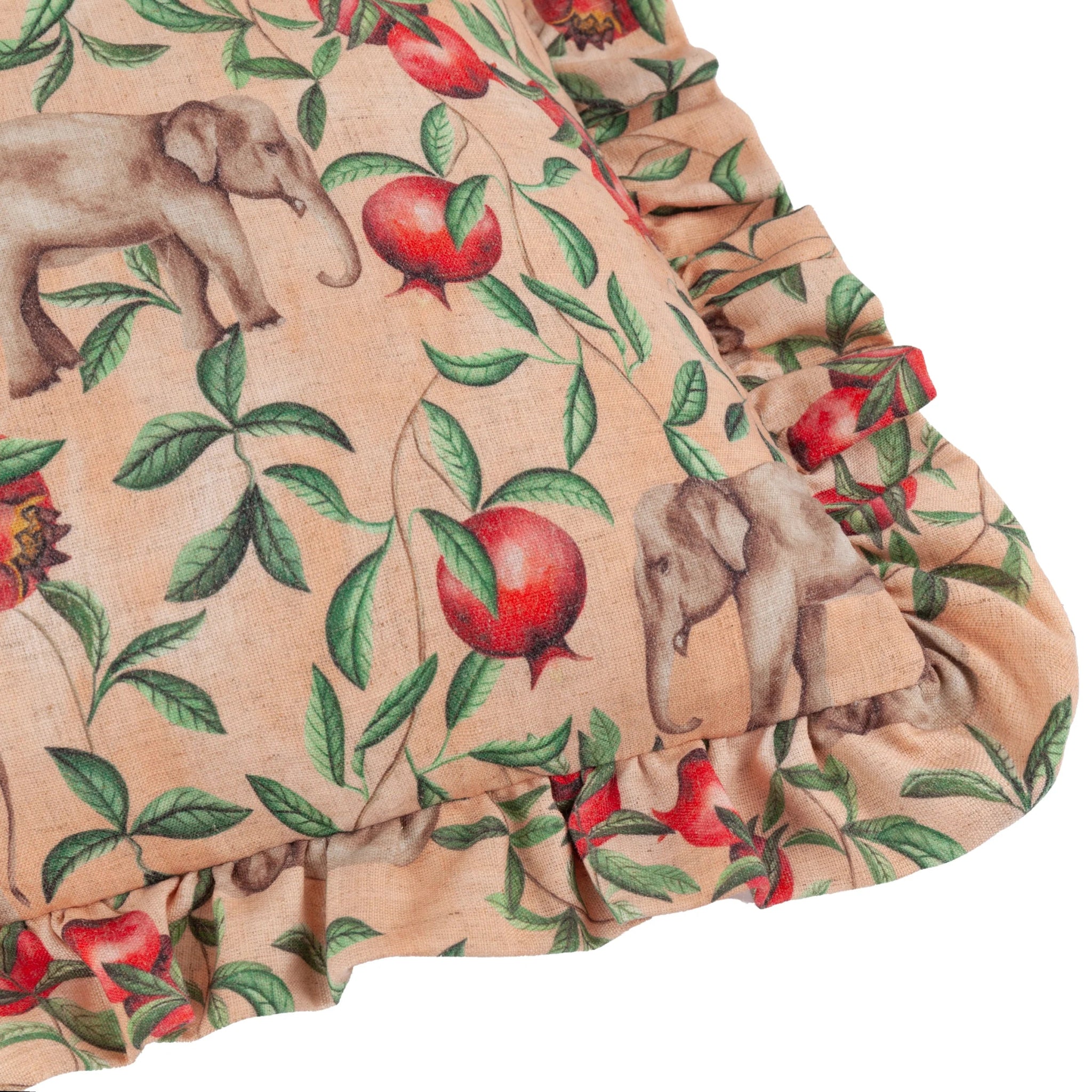 Okara Elephant Printed Ruffle Cushion
