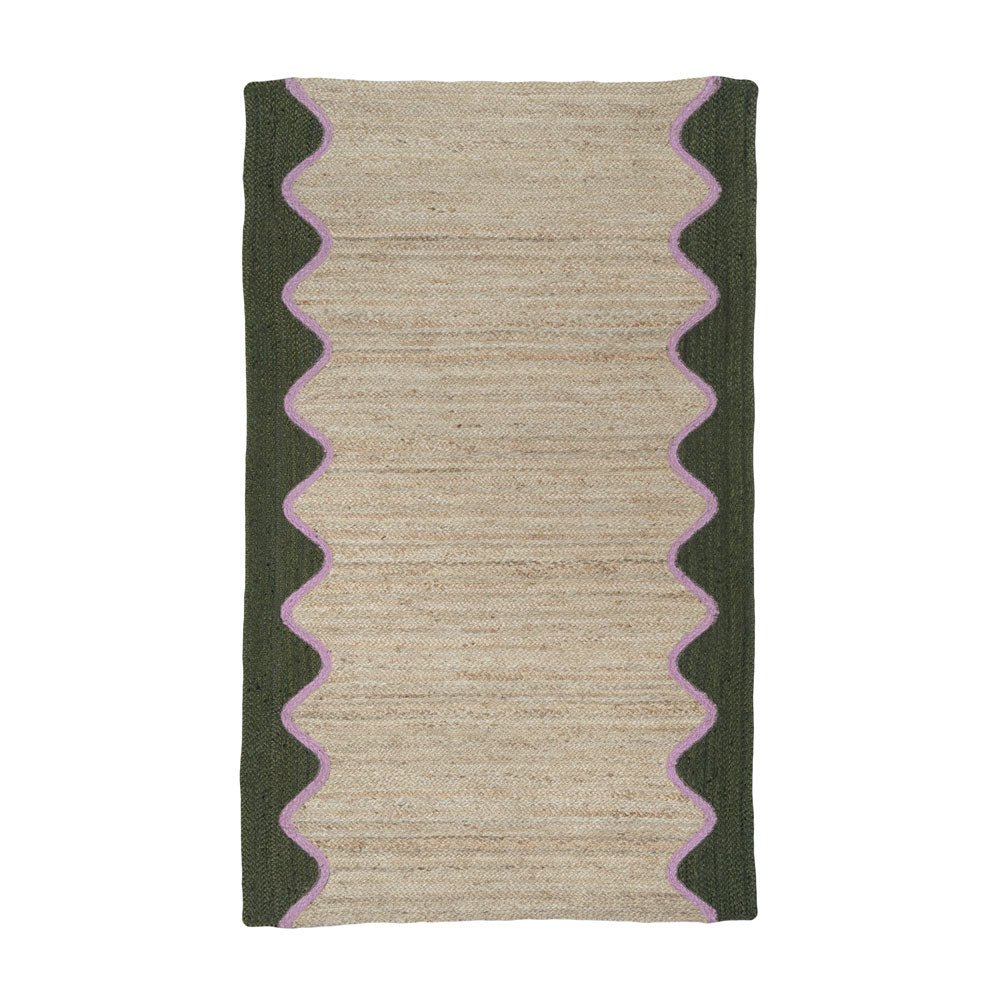 Olive Wave Jute Rectangular Rug, 2' x 6'